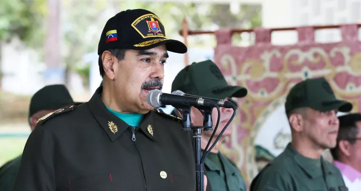 Venezuela's President Nicolas Maduro attends a year-end salutation to military forces in La Guaira, Venezuela December 28, 2025. Miraflores Palace/Handout via REUTERS ATTENTION EDITORS - THIS IMAGE HAS BEEN SUPPLIED BY A THIRD PARTY./Miraflores Palace