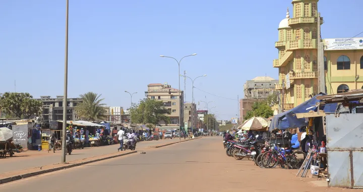 epa09706527 A general view of quiet streets in Ouagadougou, Burkina Faso, 24 January 2022. Soldiers mutinied at several barracks overnight on 23 January. Civilian life continued as normal on 24 January after demonstrators clashed with police in support of the military on the previous day. EPA/STR/Str