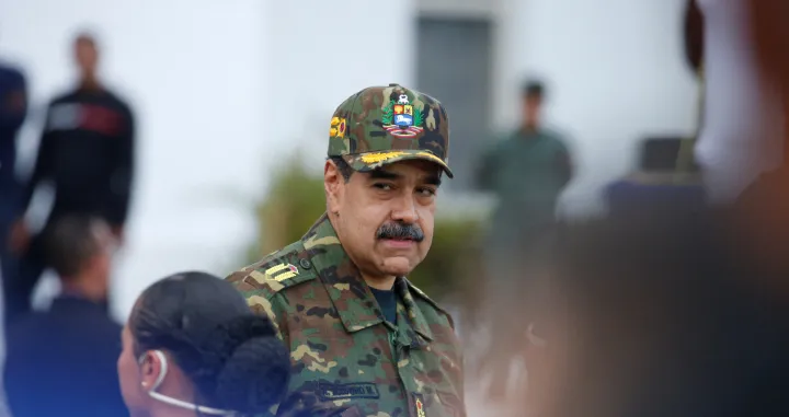 Venezuela's President Nicolas Maduro attends a rally against a possible escalation of U.S. actions toward the country, at Fort Tiuna military base in Caracas, Venezuela, November 25, 2025. REUTERS/Leonardo Fernandez Viloria/Leonardo Fernandez Viloria