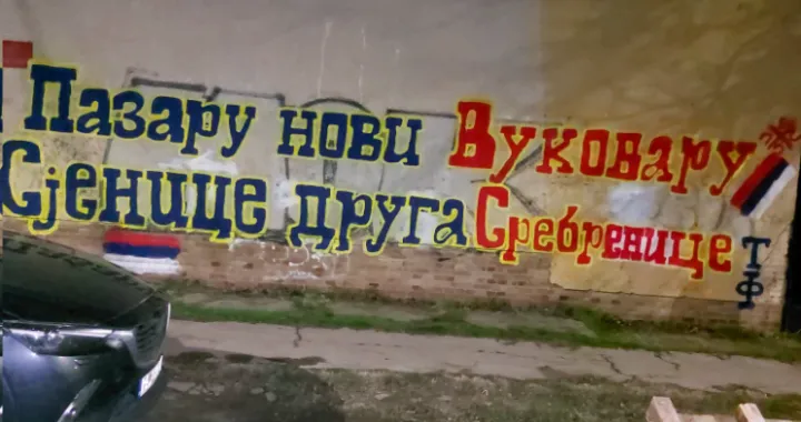 Osvanuo sramotni grafit mržnje u Pančevu: "Pazaru novi Vukovaru, Sjenice druga Srebrenice"/Screenshot