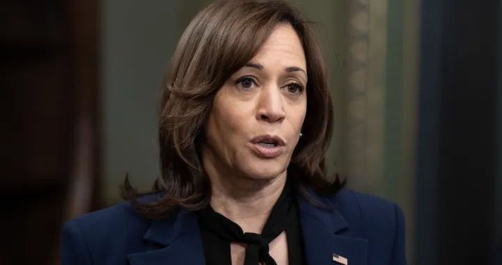 epa10397282 US Vice President Kamala Harris speaks to members of the media after ceremonially swearing-in Ambassador Elizabeth Bagley as Ambassador to Brazil, in the Eisenhower Executive Office Building in Washington, DC, USA, 09 January 2023. Ambassador Bagley was sworn in on a personal bible held by her son Conor Bagley and daughter Vaughan Bagley. EPA/LEIGH VOGEL/POOL/Leigh Vogel/Pool