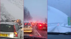 snijeg, saobraćaj, putevi,Autoput bradina sarajevoZastoj Rogatica-->Romanija(Neskovic pumpa) - prikazano na prvom slajdu/