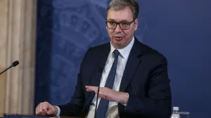 BEOGRAD, SRBIJA - 2. decembar 2025:Srbijanski predsjednik Aleksandar VuДЌiД‡ saopД‡io je u utorak u obraД‡anju graД'anima kako nema dobrih vijesti u vezi sa Naftnom industrijom Srbije (NIS), odnosno da Srbija nije dobila licencu za nastavak rada rafinerije u PanДЌevu i da je dala dozvolu za zatvaranje rafinerije (Filip Stevanovic - Anadolu Agency)/