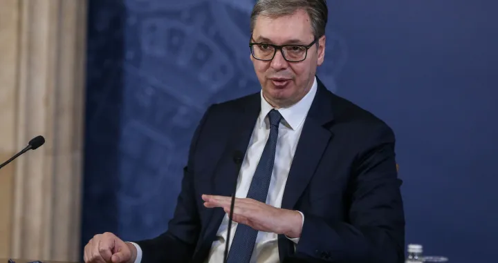 BEOGRAD, SRBIJA - 2. decembar 2025:Srbijanski predsjednik Aleksandar VuДЌiД&Dagger; saopД&Dagger;io je u utorak u obraД&Dagger;anju graД'anima kako nema dobrih vijesti u vezi sa Naftnom industrijom Srbije (NIS), odnosno da Srbija nije dobila licencu za nastavak rada rafinerije u PanДЌevu i da je dala dozvolu za zatvaranje rafinerije (Filip Stevanovic - Anadolu Agency)/