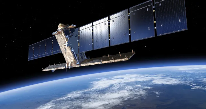 epa10104072 An undated handout picture made available by the European Space Agency (ESA) shows an artist's impression of the Copernicus Sentinel-1 imaging radar mission (issued 03 August 2022). In December 2021, the Copernicus Sentinel-1B experienced issues on the instrument electronics power supply provided by the satellite platform, leaving it unable to deliver radar data. ESA and the European Commission announced on 03 August 2022 the end of the mission for Sentinel-1B, despite efforts by spacecraft operators and engineers to rectify the issue. However, 'Sentinel-1A remains very healthy in orbit, continuing to deliver high-quality radar images for a multitude of applications,' ESA added. EPA/ESA/ATG MEDIALAB HANDOUT HANDOUT EDITORIAL USE ONLY/NO SALES/Esa/atg Medialab Handout