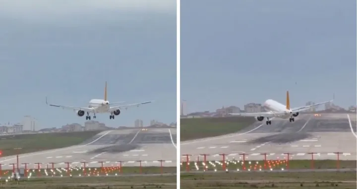 Avion prekinuo slijetanje na aerodromu u Istanbulu usred jake oluje/Screenshot