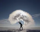 KARS, TURKEY - JANUARY 19: A woman throws hot water into the freezing cold air, at a temperature of minus 17 degrees Celcius in Kars, Turkey on January 19, 2020. (İsmail Kaplan - Anadolu Agency)/İsmail Kaplan
