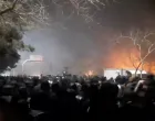 Smoke rises as protesters gather amid evolving anti-government unrest at Vakilabad highway in Mashhad, Razavi Khorasan province, Iran, released on January 10, 2026, in this screen grab obtained from a social media video. SOCIAL MEDIA/via REUTERS THIS IMAGE HAS BEEN SUPPLIED BY A THIRD PARTY. MANDATORY CREDIT. NO RESALES. NO ARCHIVES. Verification lines: Reuters was able to confirm the location of the videos by the bridge, road signboard, and trees which matched satellite and file imagery of the area. The date could not be independently verified. But several corroborating videos, also uploaded on January 10, showed similar scenes at that location./Social Media