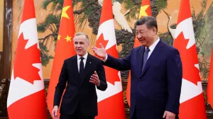 Canadian Prime Minister Mark Carney meets with President of China Xi Jinping at the Great Hall of the People in Beijing, China on Friday, Jan. 16, 2026. Sean Kilpatrick/Pool via REUTERS/Sean Kilpatrick