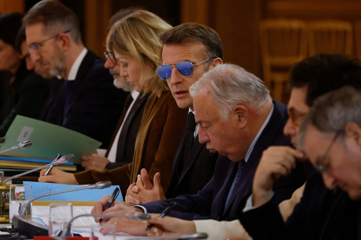 French President Emmanuel Macron attends a meeting on the institutional future of New Caledonia at the Elysee Palace in Paris, France, January 16, 2026. Yoan Valat/Pool via REUTERS/Yoan Valat