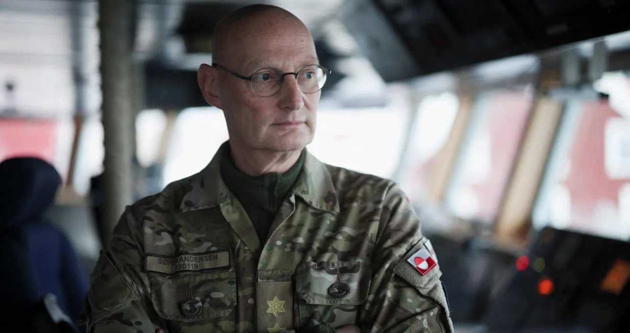 Chief of Joint Arctic Command, Major General Soren Andersen, poses during an interview with Reuters, on board a Danish warship in Nuuk, Greenland, January 16, 2026. REUTERS/Marko Djurica/Marko Djurica