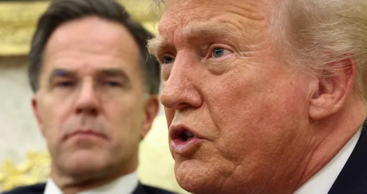 FILE PHOTO: U.S. President Donald Trump speaks as he meets with Secretary General of the North Atlantic Treaty Organization (NATO) Mark Rutte in the Oval Office of the White House in Washington, D.C., U.S., October 22, 2025. REUTERS/Kevin Lamarque/File Photo/Kevin Lamarque