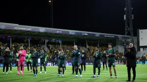 Soccer Football - UEFA Champions League - Bodo/Glimt v Manchester City - Aspmyra Stadion, Bodo, Norway - January 20, 2026 Manchester City manager Pep Guardiola and Erling Haaland with teammates look dejected after the match Action Images via Reuters/Andrew Boyers/Foto: Andrew Boyers