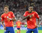 COLOGNE, GERMANY - JUNE 30: Lamine Yamal (17) and Nico Williams (19) of Spain celebrate during the UEFA EURO 2024 round of 16 match between Spain and Georgia at Cologne Stadium (RheinEnergieStadion) on June 30, 2024 in Cologne, Germany. (G&ouml;khan Balcı - Anadolu Agency)/Foto: 