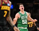 Jan 28, 2026; Boston, Massachusetts, USA; Boston Celtics center Luka Garza (52) reacts after missing a basket against the Atlanta Hawks during the second half at the TD Garden. Mandatory Credit: Brian Fluharty-Imagn Images/Foto: Brian Fluharty