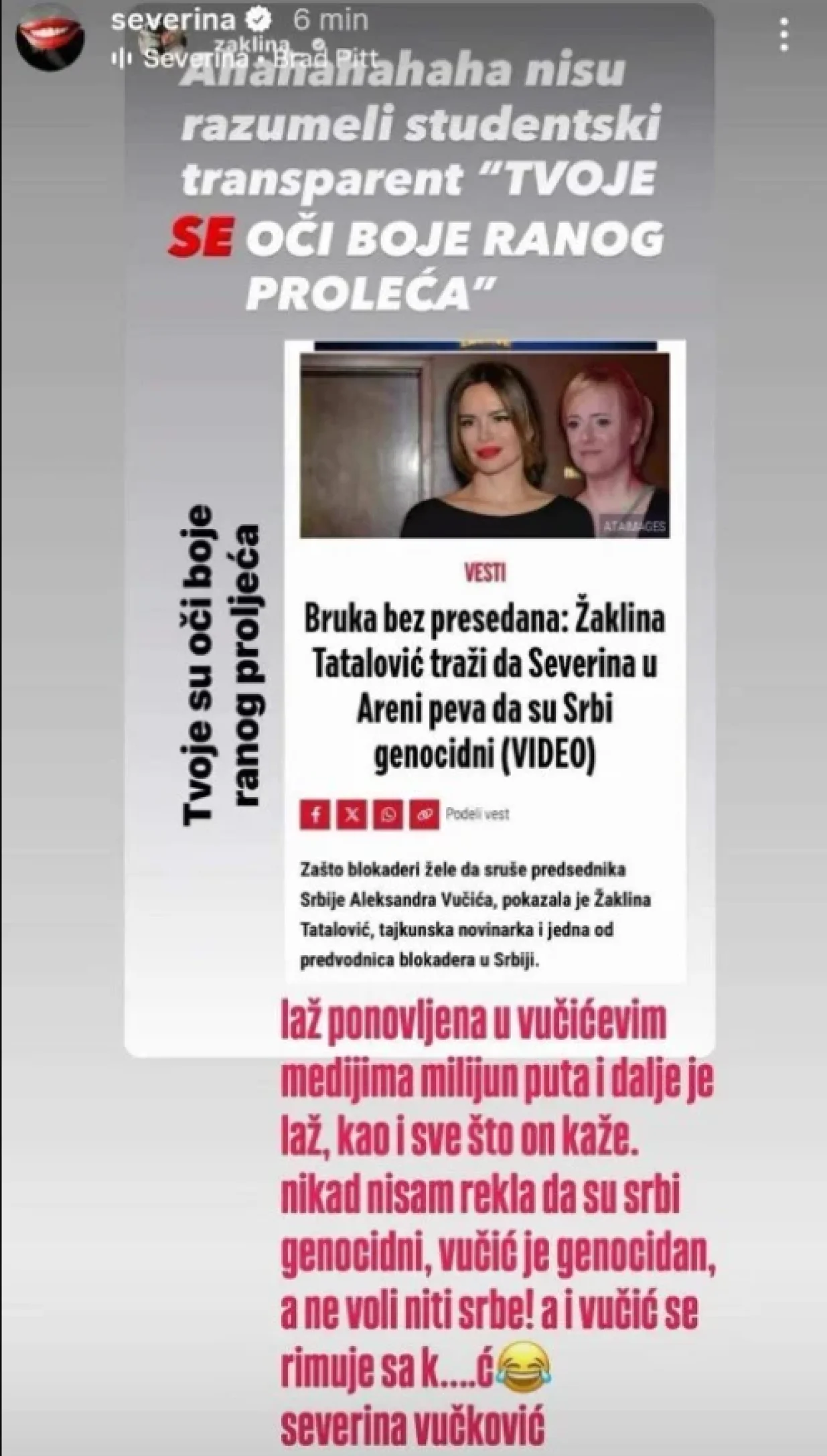 Severina o Vučiću, Aleksandar Vučić/