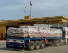 A truck carrying humanitarian aid at the Rafah border on the Egyptian side, in Rafah, Egypt, January 29, 2026. The Rafah border crossing is expected to open after Israel recovered the remains of the last remaining hostage held in Gaza. Picture taken with a mobile phone. REUTERS/Stringer/Stringer