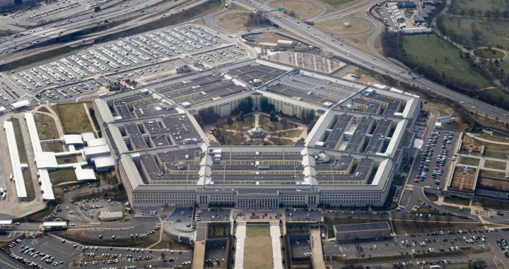 FILE PHOTO: The Pentagon is seen from the air in Washington, U.S., March 3, 2022, more than a week after Russia invaded Ukraine. REUTERS/Joshua Roberts/File Photo/Joshua Roberts