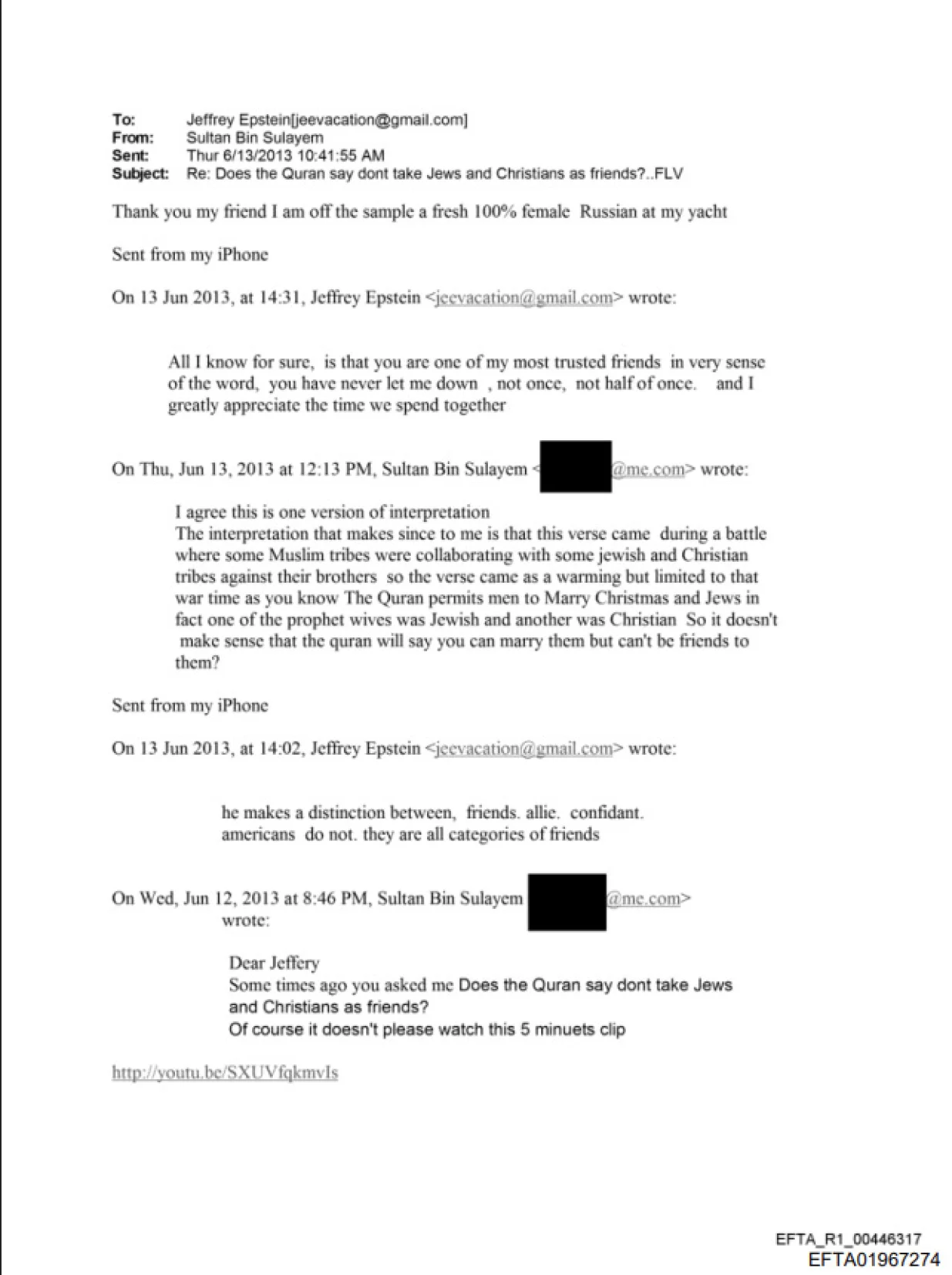 Email prepiska Epsteina i Sulayema/Doj