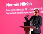 Nermin Nik&scaron;ić, predsjednik SDP-a BiH, tribina u Maglaju, obraćanje/Sdp Bih