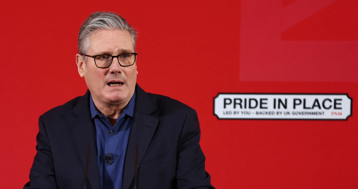 British Prime Minister Keir Starmer delivers a speech at Horntye Park Sports Complex in St Leonards, Britain, February 05, 2026. Peter Nicholls/Pool via REUTERS/Peter Nicholls