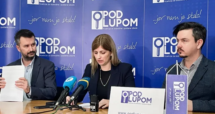 Press saop&scaron;tenje Pod Lupom povodom ponovljenih izbora u RS-u/Press Centar Pod Lupom/Press Centar Pod Lupom