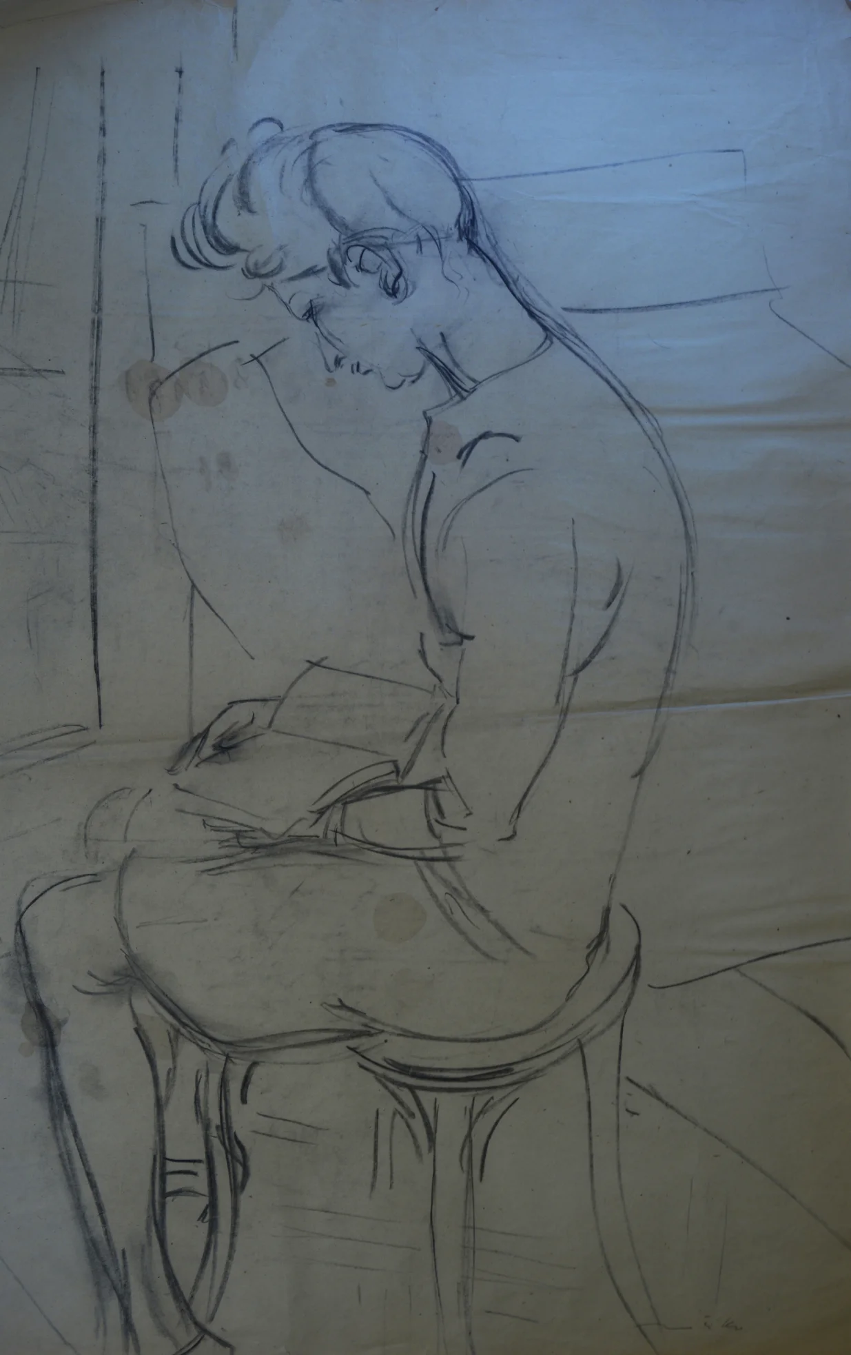 Tanja čita, ugljen/        