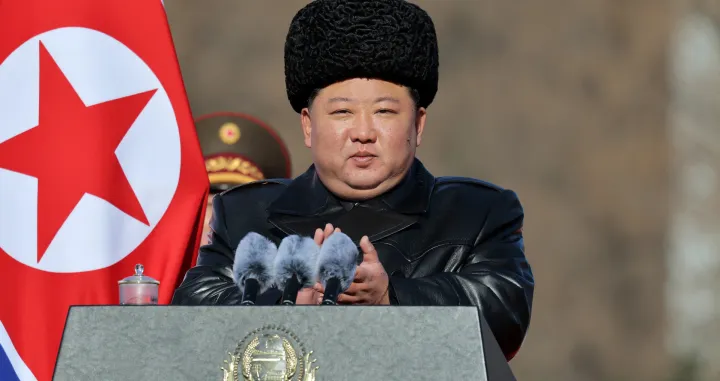 North Korean leader Kim Jong Un applauds as he gives a speech during a visit to the Ministry of Defence for the 78th anniversary of the founding of the armed forces, in Pyongyang, North Korea, February 8, 2026, in this picture released by North Korea's official Korean Central News Agency.  KCNA via REUTERS ATTENTION EDITORS - THIS IMAGE WAS PROVIDED BY A THIRD PARTY. REUTERS IS UNABLE TO INDEPENDENTLY VERIFY THIS IMAGE. NO THIRD PARTY SALES. SOUTH KOREA OUT. NO COMMERCIAL OR EDITORIAL SALES IN SOUTH KOREA./Kcna