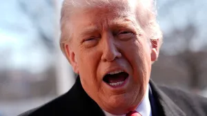 U.S. President Donald Trump speaks as he departs from the South Lawn at the White House in Washington, D.C., U.S., February 13, 2026. REUTERS/Kent Nishimura/Kent Nishimura
