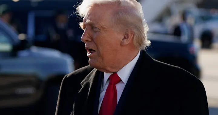 U.S. President Donald Trump speaks to the press before boarding Air Force One en route to Florida, at Pope Army Airfield on Fort Bragg, North Carolina, U.S., February 13, 2026. REUTERS/Elizabeth Frantz/Elizabeth Frantz