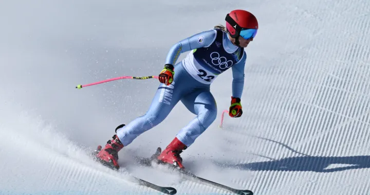 Milano Cortina 2026 Olympics - Alpine Skiing - Women's Downhill - Tofane Alpine Skiing Centre, Belluno, Italy - February 08, 2026. Elvedina Muzaferija of Bosnia and Herzegovina in action during the women's downhill REUTERS/Annegret Hilse/Foto: Annegret Hilse