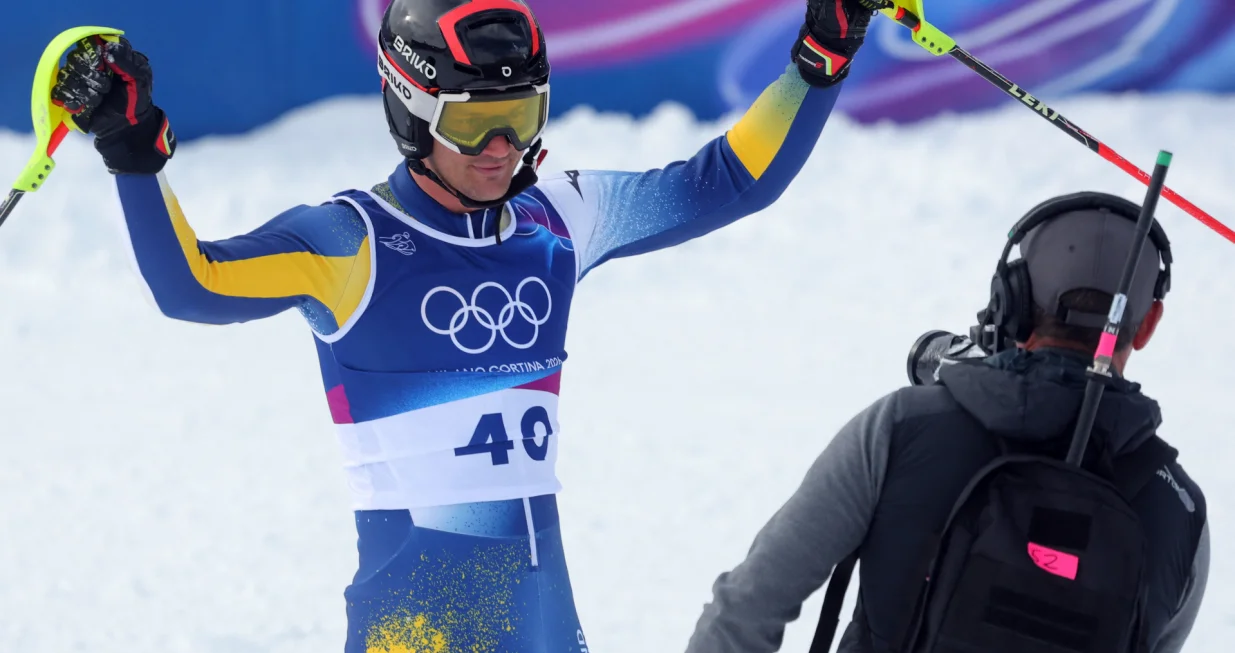 Milano Cortina 2026 Olympics - Alpine Skiing - Men's Slalom Run 2 - Stelvio Ski Centre, Bormio, Italy - February 16, 2026. Marko Sljivic of Bosnia and Herzegovina reacts after his second run in the men's slalom REUTERS/Denis Balibouse/Foto: Denis Balibouse