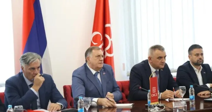 Sini&scaron;a Karan, Milorad Dodik, Savo Minić, Srđan Amidžić, vladajuća koalicija, sastanak, RS/Rtrs