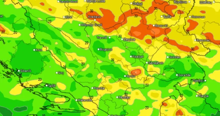 BH Meteo, ki&scaron;a, padavine, vrijeme/Prtsc