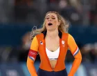 Milano Cortina 2026 Olympics - Speed Skating - Women's 1000m - Milano Speed Skating Stadium, Milan, Italy - February 09, 2026. Jutta Leerdam of Netherlands celebrates her Olympic record time and winning the women's 1000m race. REUTERS/Yves Herman/Foto: Yves Herman