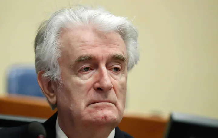epa08529984 (FILE) - Former Bosnian Serb leader Radovan Karadzic appears in a courtroom before the International Residual Mechanism for Criminal Tribunals (MICT), which handles outstanding war crimes cases for the Balkans and Rwanda, in The Hague, The Netherlands, 24 April 2018 (reissued 06 July 2020). A quarter of a century ago, the world witnessed the worst mass murder on European soil since World War II. Some 7,000-8,000 Bosniaks were slaughtered and 20,000 civilians were forcibly displaced in an act of ethnic cleansing perpetrated in the small eastern Bosnian village of Srebrenica, whose name will forever be linked to the infamous 1995 massacre. Today, 25 years after the massacre, the memory of its victims is kept alive by several institutions, such as the Museum of Crimes Against Humanity and Genocide in Sarajevo or a permanent exhibit at the 'Memorial Center Srebrenica-Potocari' that now occupies the former headquarters of the Dutch UNPROFOR Battalion. EPA/YVES HERMAN/POOL ATTENTION: This Image is part of a PHOTO SET/Yves Herman/Pool