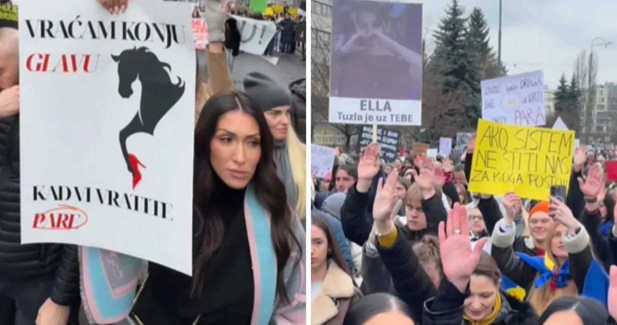 Hana Hadžiavdagić na velikom protestu u Sarajevu: Vraćam konju glavu kada vi vratite pare/Screenshot