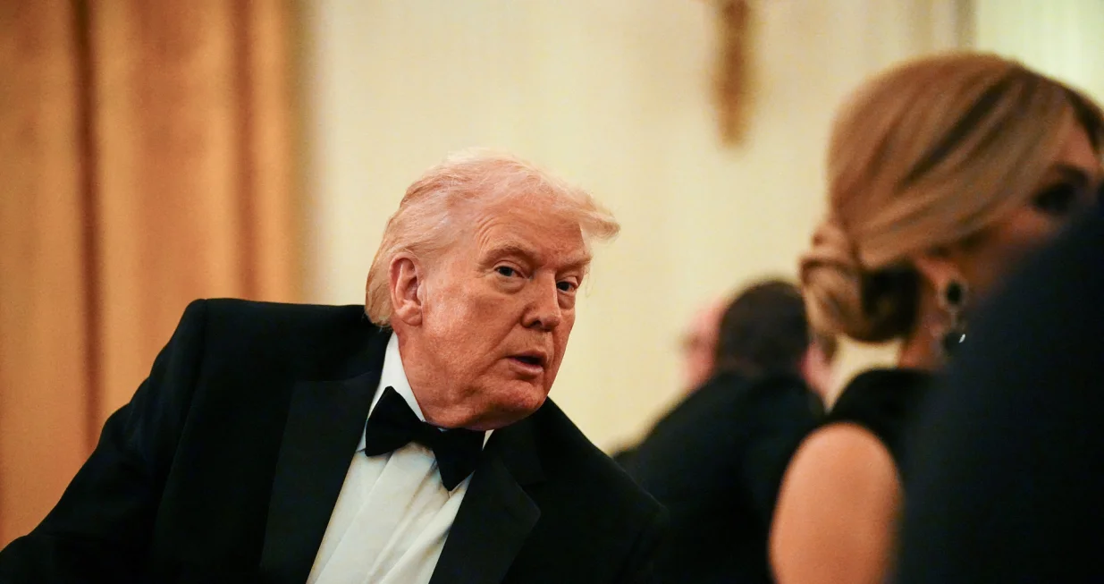U.S. President Donald Trump attends a Governors Dinner at the White House in Washington, D.C., U.S., February 21, 2026. REUTERS/Aaron Schwartz/Aaron Schwartz