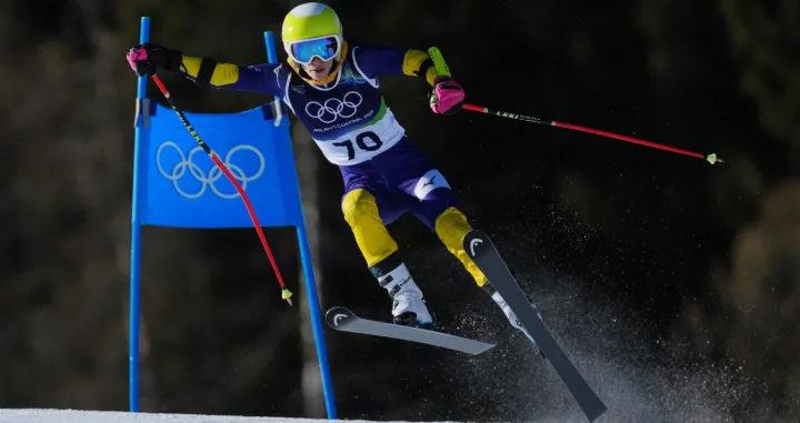 Milano Cortina 2026 Olympics - Alpine Skiing - Women's Giant Slalom Run 2 - Tofane Alpine Skiing Centre, Belluno, Italy - February 15, 2026. Esma Alic of Bosnia and Herzegovina in action during her second run of the Women's Giant Slalom REUTERS/Aleksandra Szmigiel/Foto: Aleksandra Szmigiel