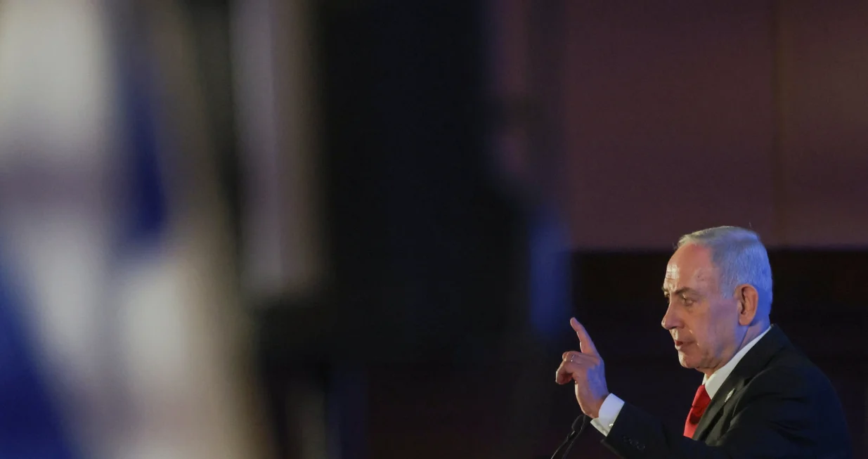 Israeli Prime Minister Benjamin Netanyahu gestures as he speaks during the Conference of Presidents of Major American Jewish Organisations, in Jerusalem, February 15, 2026. REUTERS/Ronen Zvulun/Ronen Zvulun