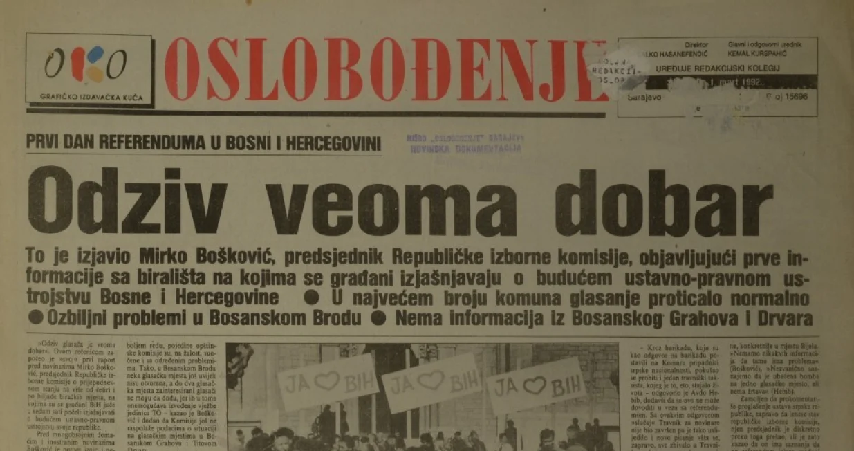 Naslovnica Oslobođenja 1. mart/Oslobođenje