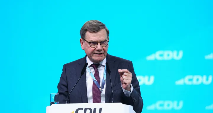 German Foreign Minister Johann Wadephul speaks at the Christian Democratic Union (CDU) party congress in Stuttgart, Germany, February 20, 2026. REUTERS/Thilo Schmuelgen/Thilo Schmuelgen