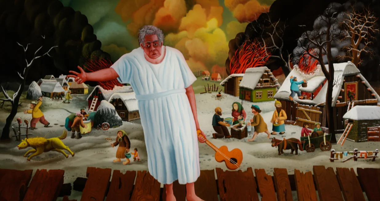 "Neron opijeva jogenj v Hlebina"/Stjepan Dolenec