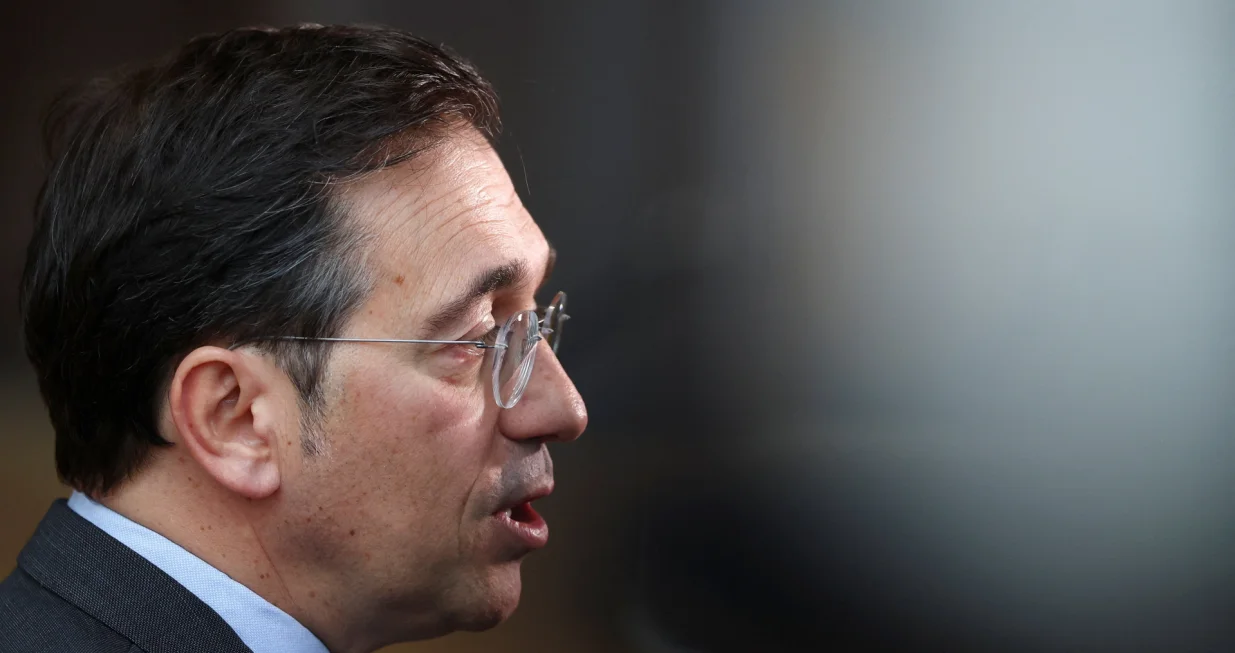 Spanish Foreign Minister Jose Manuel Albares speaks at a European Union Foreign Ministers' meeting in Brussels, Belgium February 23, 2026. REUTERS/Yves Herman/Yves Herman