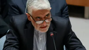 FILE PHOTO: Iran's Ambassador to the United Nations, Amir-Saeid Iravani attends a United Nations Security Council meeting, after the U.S. and Israel launched strikes on Iran, at U.N. headquarters in New York City, U.S. February 28, 2026. REUTERS/Heather Khalifa/File Photo/Heather Khalifa