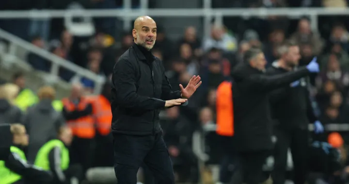 Soccer Football - FA Cup - Fifth Round - Newcastle United v Manchester City - St James' Park, Newcastle, Britain - March 7, 2026 Manchester City manager Pep Guardiola reacts Action Images via Reuters/Craig Brough/Foto: Craig Brough