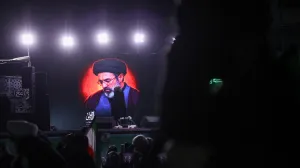 A picture of Iran's new supreme leader, Mojtaba Khamenei, is displayed on a screen in Tehran, amid the U.S.-Israeli conflict with Iran, in Tehran, Iran, March 9, 2026. Majid Asgaripour/WANA (West Asia News Agency) via REUTERS ATTENTION EDITORS - THIS PICTURE WAS PROVIDED BY A THIRD PARTY  TPX IMAGES OF THE DAY/Majid Asgaripour