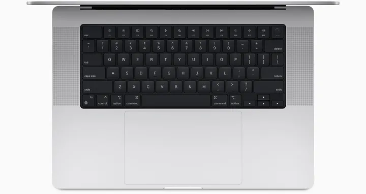 epa09530790 A handout photo made available by Apple Inc. showing the new Apple MacBook Pro featuring a Majic Keyboard with full-height function row and the industry-best Force Touch trackpad during the Apple Special Event at Apple Park in Cupertino, California, USA, 18 October 2021. EPA/APPLE INC. HANDOUT Images cannot be altered or modified in any way, in whole or in part, that disparages Apple. MANDATORY CREDIT HANDOUT EDITORIAL USE ONLY/NO SALES/Apple Inc. Handout