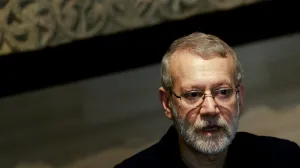 FILE PHOTO: Ali Larijani, former chairman of the parliament of Iran, attends a press conference after meeting with Lebanese Parliament Speaker Nabih Berri in Beirut, Lebanon November 15, 2024. REUTERS/Thaier Al-Sudani/File Photo/Thaier Al-sudani