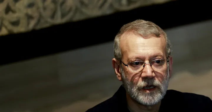 FILE PHOTO: Ali Larijani, former chairman of the parliament of Iran, attends a press conference after meeting with Lebanese Parliament Speaker Nabih Berri in Beirut, Lebanon November 15, 2024. REUTERS/Thaier Al-Sudani/File Photo/Thaier Al-sudani